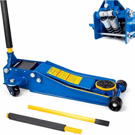Cric Idraulico a Carrello Professionale 4T Inez Super Ribassato Doppio Pistone Martinetto Auto Officina 4 Tonnellate Sollevatore Idraulico Acciaio con Ruote Bidirezionali Auto SUV Furgoni Garage