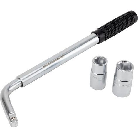 Clé à douille pour roue de voiture SS5324 - Poignée extensible - Tailles des douilles : 17 mm, 19 mm, 21 mm, 23 mm - Compatible avec tous les véhicules standard (1/4)