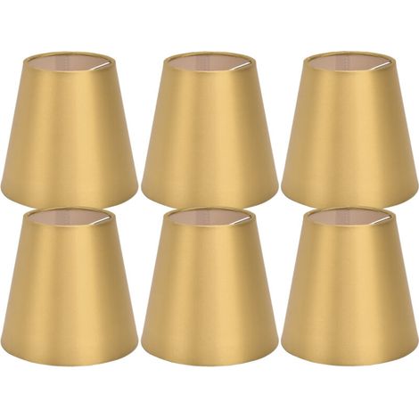 Lot de 6 abat-jour E14 en tissu pour lampe de table ou plafonnier, couleur or PX153 (1/5)