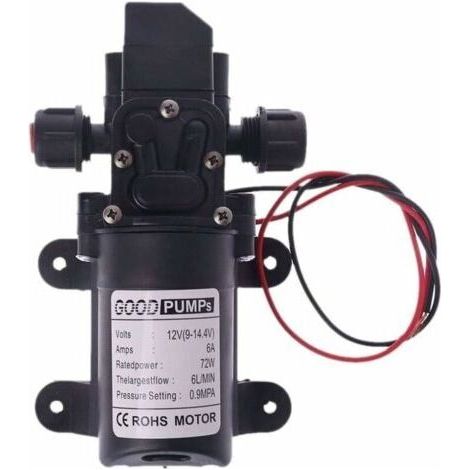 Pompe à eau pour camping car 12 V DC 12 V 70 W 130 PI 6 L/min Pompe à eau haute pression Pompe d'amorçage à membrane Pompe à eau pour camping car (Voltage : 12 V)