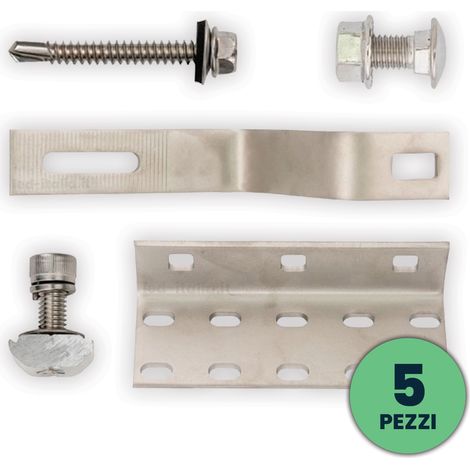 V-TAC Ganci Regolabili per Fissaggio Pannelli Fotovoltaici su Tetto in Cemento 5pz (1/5)