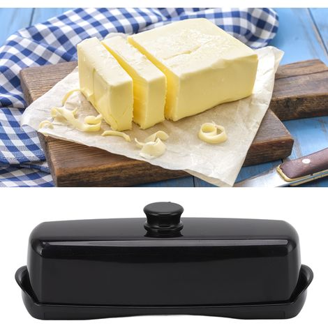 Beurre, coupe-beurre et boîte de rangement avec couvercle, boîte à fromage, coupe-beurre pour la pâtisserie, modèle noir (1/5)