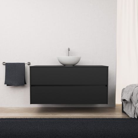 Inda - Mobile bagno L.120 con lavabo in appoggio / Nero opaco 2