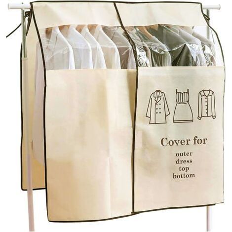 Housse de protection pour vêtements 90 x 110 cm beige anti-poussière (1/5)