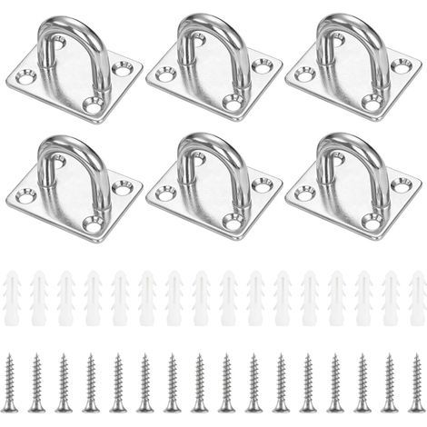 Lot de 6 œillets d'arrimage en acier inoxydable M6, plaque oculaire avec œillet, plaque oculaire avec œillet, crochet pour sac de frappe, voile d'ombrage (1/5)
