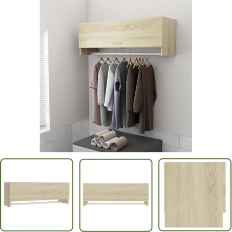 The Living Store Kleiderschrank Sonoma-Eiche 100x32,5x35 cm Holzwerkstoff - Schrank - Kleiderschrank - Holzschrank - Garderobenfach - Kommode (1/5)