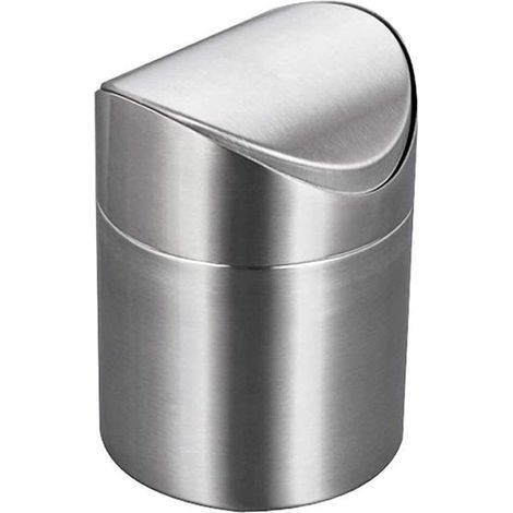 Mini poubelle de bureau en acier inoxydable (argent)-Fei Yu