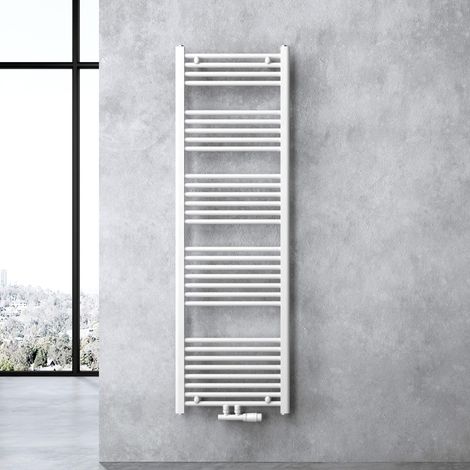doporro Calefacción de baño diseño recto 160x50cm radiador tubular blanco conexión central horizontal