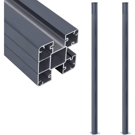 Poteaux de clôture 2 pcs Gris foncé 185 cm Aluminium (1/5)