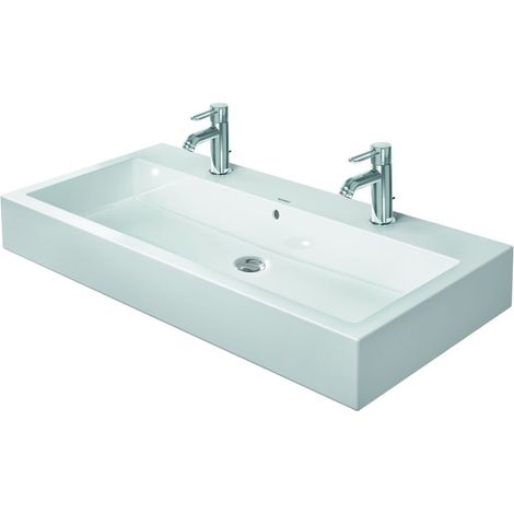 Duravit Vero - Doppelwaschbecken 100x47 cm, mit Überlauf, 2 Hahnlöchern, Alpinweiß 0454100024 (1/5)