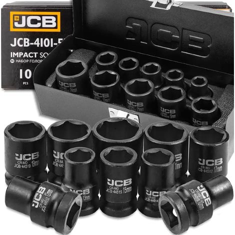 JCB Schlagschrauber-Steckschlüsselsatz 1/2" Cr-Mo 6-kant 10-teilig 10-24 mm