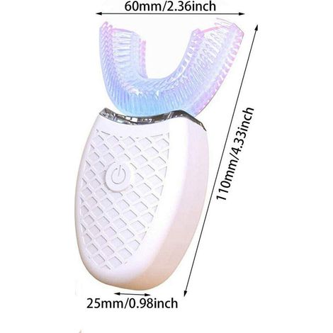 Spazzolino da denti a ultrasuoni, spazzolino elettrico, spazzolino da denti a ultrasuoni automatico a 360°, strumento per lo sbiancamento dei denti a freddo, spazzolino da denti automatico, adatto per (1/4)