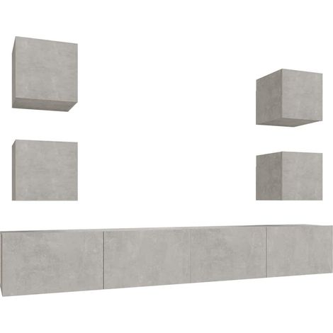 Maison Exclusive - 6-tlg. TV-Schrank-Set Betongrau Holzwerkstoff (1/5)