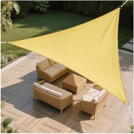 Voile d'ombrage 5 x 5 x 5 mètres triangle couleur sable bloque efficacement les rayons UV auvent adapté au jardin arrière