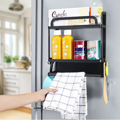 2 Tier Magnetic Storage Organizer with Paper Towel Holder (1/5)