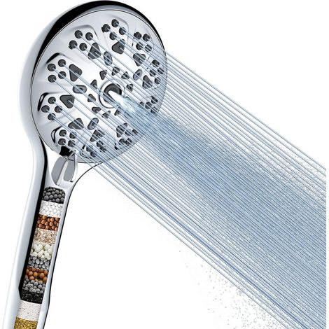 Pommeau de douche filtrant haute pression 9 jets, anti-impuretés et métaux lourds (1/5)