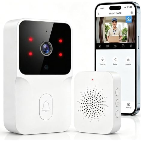 Générique Sonnette sans Fil Extérieure Étanche,Sonnette Vidéo sans Fil avec Caméra,Surveillance WiFi de Vision Nocturne HD,Audio Bidirectionnel, Alertes de Détection Humaine (1/5)