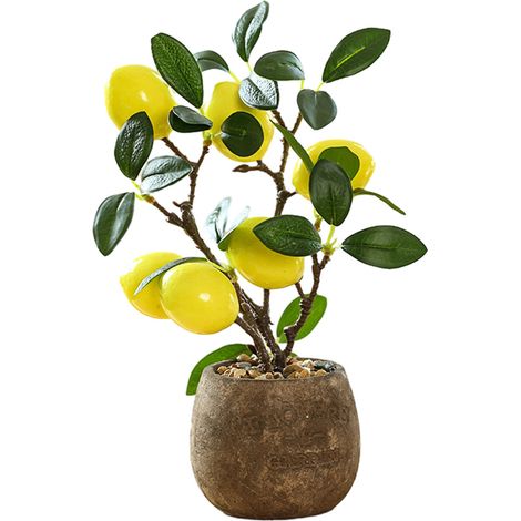 1 Plante artificielle, Faux bonsaï fruits, Feuillage vert mousse, Pot papier mâché, Décoration intérieur bureau (1/5)