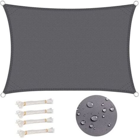 Voile d'ombrage rectangulaire 3x4 m Imperméable Anti 93% UV résistant à l'eau Protection Contre Le Vent Polyester avec Protection UV pour Jardin terrasse Camping Gris (1/5)