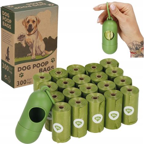 SACCHETTI BUSTINE PER FECI DI CANE BIOLOGICAMENTE DEGRADABILI CANE 300 pezzi CUSTODIA BIO/s (1/5)