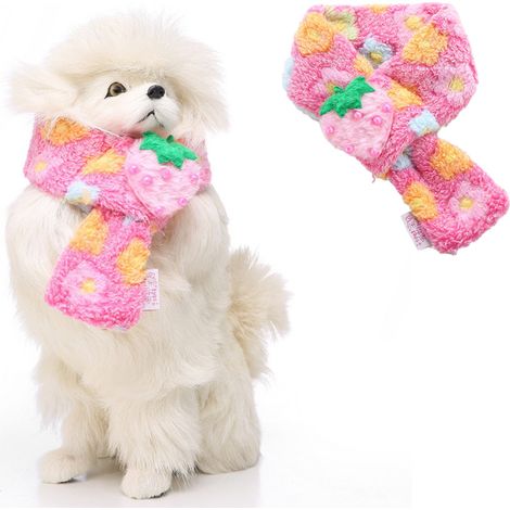 1 écharpe pour animaux de compagnie, motif fleurs roses, tailles S/M/L, polyester, accessoire festif hiver Noël chiens chats (1/5)