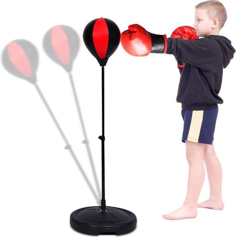 Sac de frappe pour enfants avec gants de boxe,3 à 10 ans Sac de frappe réglable avec support,Ensemble sac de boxe pour garçons et filles (1/5)