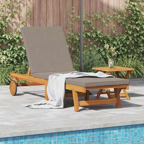 Sonnenliege 1-Person 2 pcs Braun Massivholz Akazie