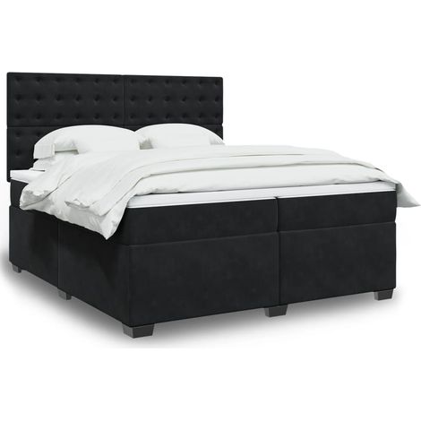 Boxspringbett mit Matratze Schwarz 200x200 cm Samt
