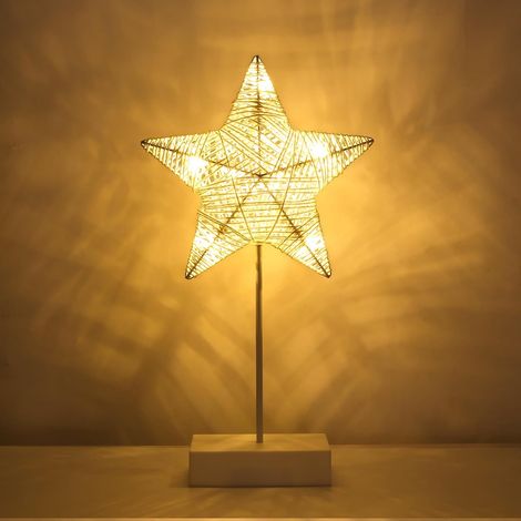 Blanc Lampe de Bureau Décorative,Lampe de Chevet LED en Forme d'Étoile Alimenté par Pile, Éclairage de Nuit Lumière Blanc Chaleureuse,Decoration Table (1/5)