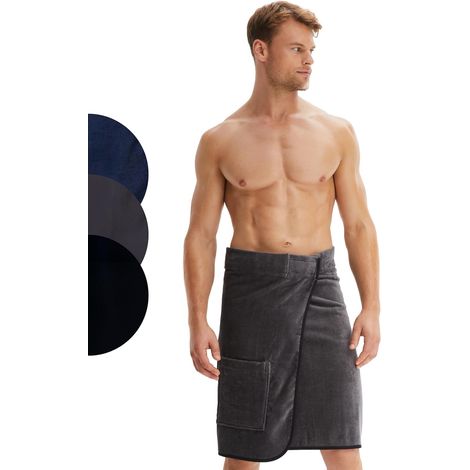 1 Kilt de Sauna, Coton Éponge, Fermeture Velcro, Poches Intégrées, Taille Réglable, Homme (1/5)