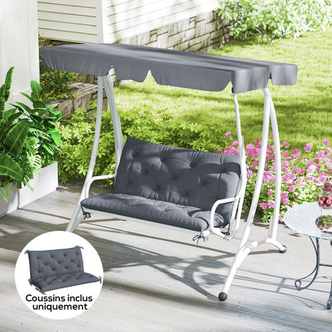 Coussin de banc matelas assise dossier pour banc de jardin coussin balancelle canapé 3 places grand confort 100x98x8 cm gris