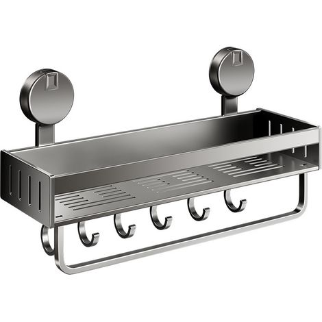 Estante de ducha sin taladrar con ventosa, ganchos y toallero, soporte para champú para baño y cocina (5013,35 cm) (1/5)