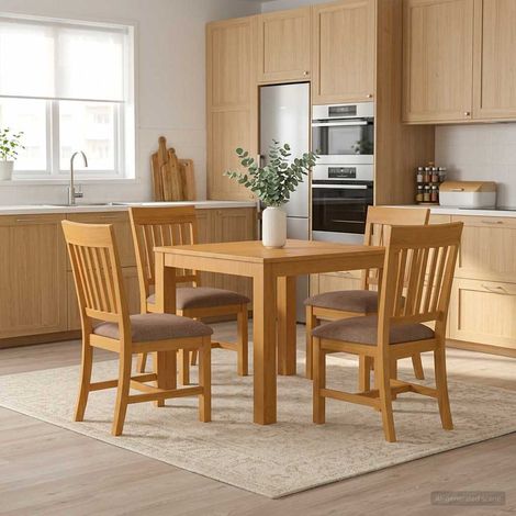vidaXL Ensemble de salle à manger 5 pc Gris Bois de chêne massif (1/5)