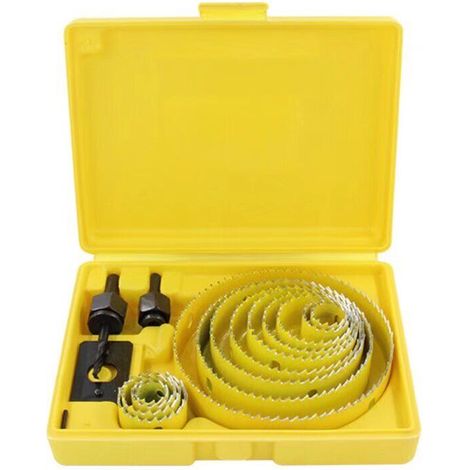 13pcs Kit Scies Cloches En Acier Carbone, Scie Cloche Reglable, Embout Scie Cloche Bois Pour Boiset Plaques De Plâtre 19 À 127 Mm , Jaune