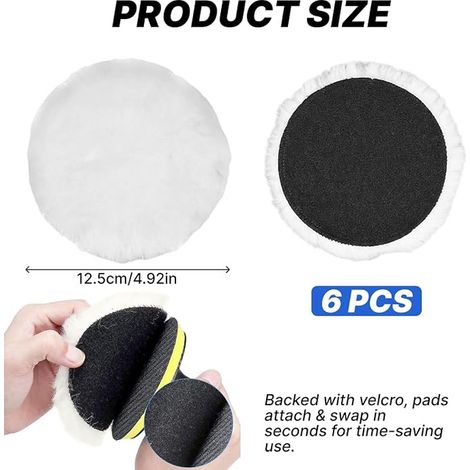 Car Polishing Pads 125mm Lambswool Polishing Disc Polishing Pad 125mm Sanding Waxing Pad Polishing Microfiber Wool Automotive Wax Finishing