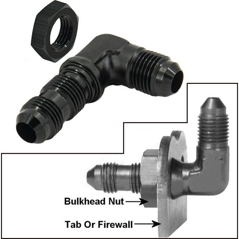 Raccord droit à 90° AN6 AN8 AN10 pour cloison, raccord évasé, adaptateur union 6AN 8AN 10AN, compatible avec les tubes grillagés en aluminium noir.