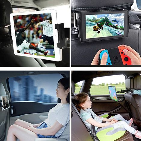 Support Appui-Tete Voiture - Support Tablette Reglable 360 Degres - Pour Tablettes Smartphones 4 A 12.5 Pouces - Universel Siège Arrière (1/5)