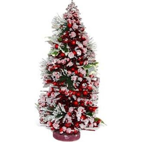 Albero di natale con bacche rosse innevato cm40 da addobbi decorazioni natalizie (1/5)