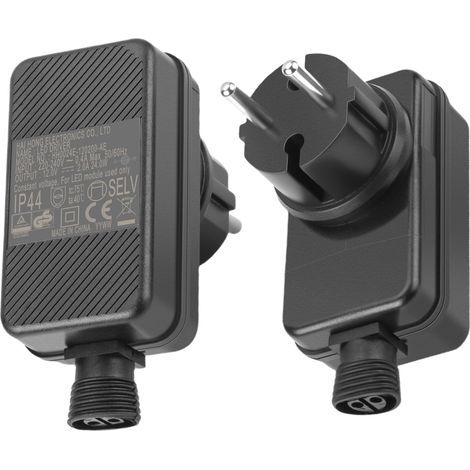 Lot de 2 adaptateurs d'alimentation LED 12 V 2 A 24 W : étanche IP44 adaptateur CA pour éclairage de jardin, adaptateur secteur, adaptateur de prise UE pour éclairage de Noël, réseau lumineux (1/5)