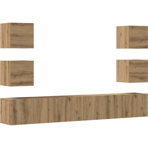 Meubles TV muraux 6 pcs Armoires TV suspendues - chêne artisanal bois d'ingénierie fr2769 - Maison La Vie