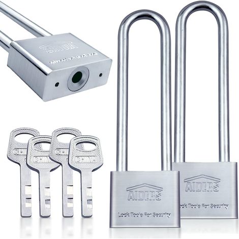 Lot de 2 Cadenas de Sécurité, Cadenas à clé Cadenas à Anse Longue 50mm, Cadenas avec 4 Clés pour Casier de Gym Casier Bagages Unités de Stockage Garage Portes (1/5)