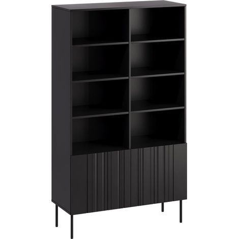 Estantería Evavese 106, Negro, Con puertas, MDF, Aglomerado laminado, Número de puertas: 0, Número de cajones: 0, 175x101x40cm (1/4)