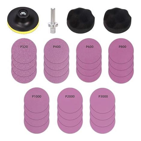 Car Headlight Restoration Kit 31pcs 7 Sizes 320.3000 Grit 28pcs 7inch 1pc Disc Holder with Rod 2pcs Polishing Pad (1/5)