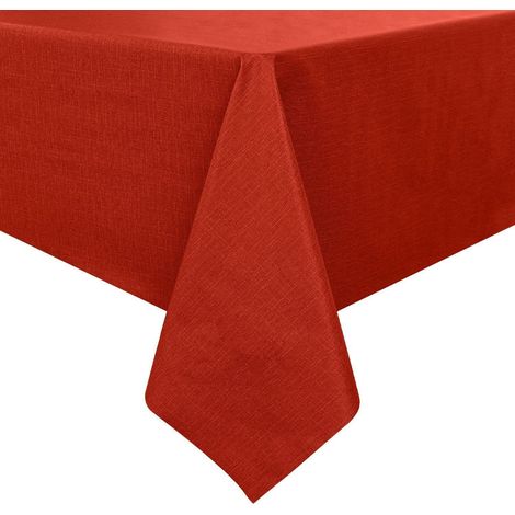 Nappe cirée 320x140 cm Rouge, résistante aux intempéries, lavable, aspect lin