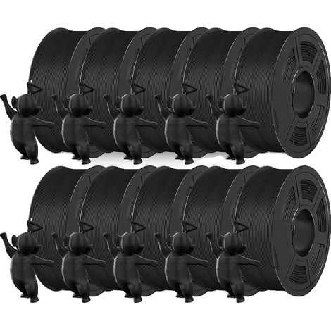 Filamento PLA, texture liscia, elevata compatibilità, nero opaco, 10 rotoli (1/2)
