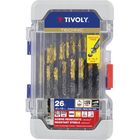 Tivoly • Coffret Ranger de 26 Forets Métaux Technic HSS Steam Tin contenant ø2 à 13mm