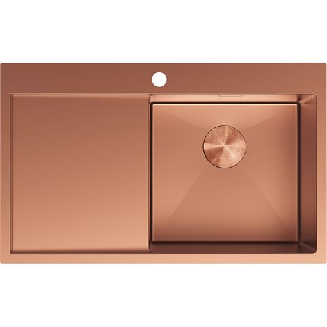 Mexen Exar lavello in acciaio 1 vasca con gocciolatoio destro 780 x 480 mm, rame - 6434781010P-65 (1/5)