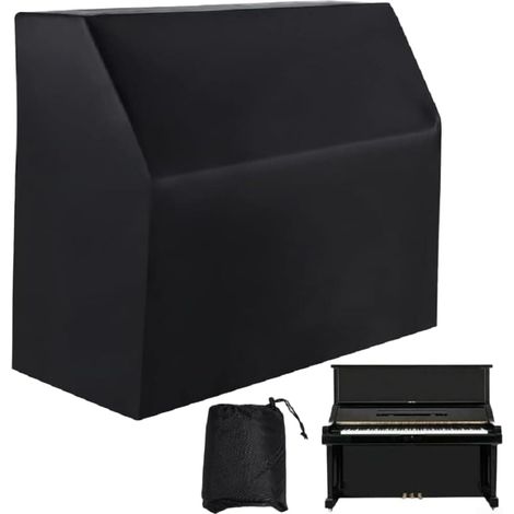 Housse droite imperméable et anti-poussière en tissu Oxford 420D avec revêtement argenté pour salle de musique à la maison avec sac de rangement Noir 153 35 110 cm pour piano droit (420D) (1/5)