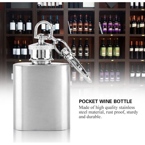 Bouteille de Whisky en Acier Inoxydable 1oz Portable avec Porte-clés (1/5)