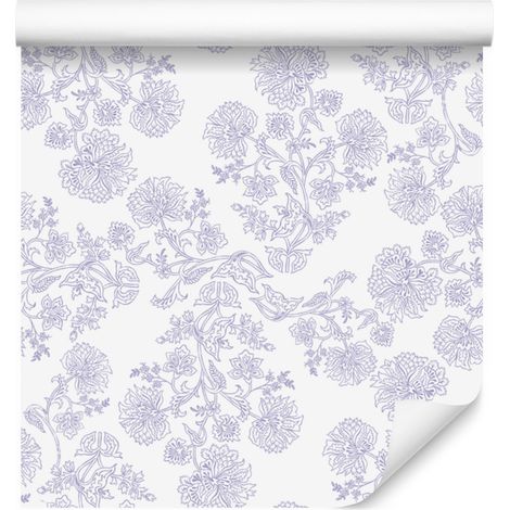 Papier peint fleuri blanc, centre blanc, pour salon et chambre, 50 x 1000 cm (1/5)
